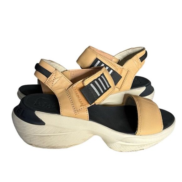 SOREL Sandals Explorer Blitz Stride Leather Faded Brown Adjustable Size 6.5 - Picture 1 of 8